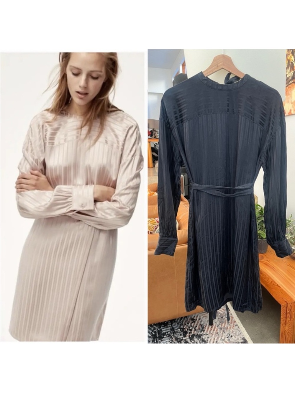 Aritzia Wilfred Gaillard Long Sleeve Silk Dress